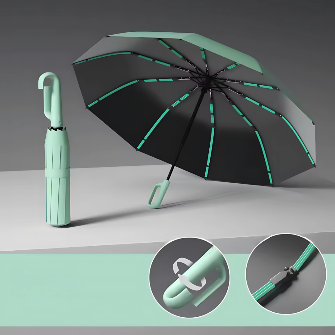Parapluie Double-Protéction à Boucle Ergonomique Vert