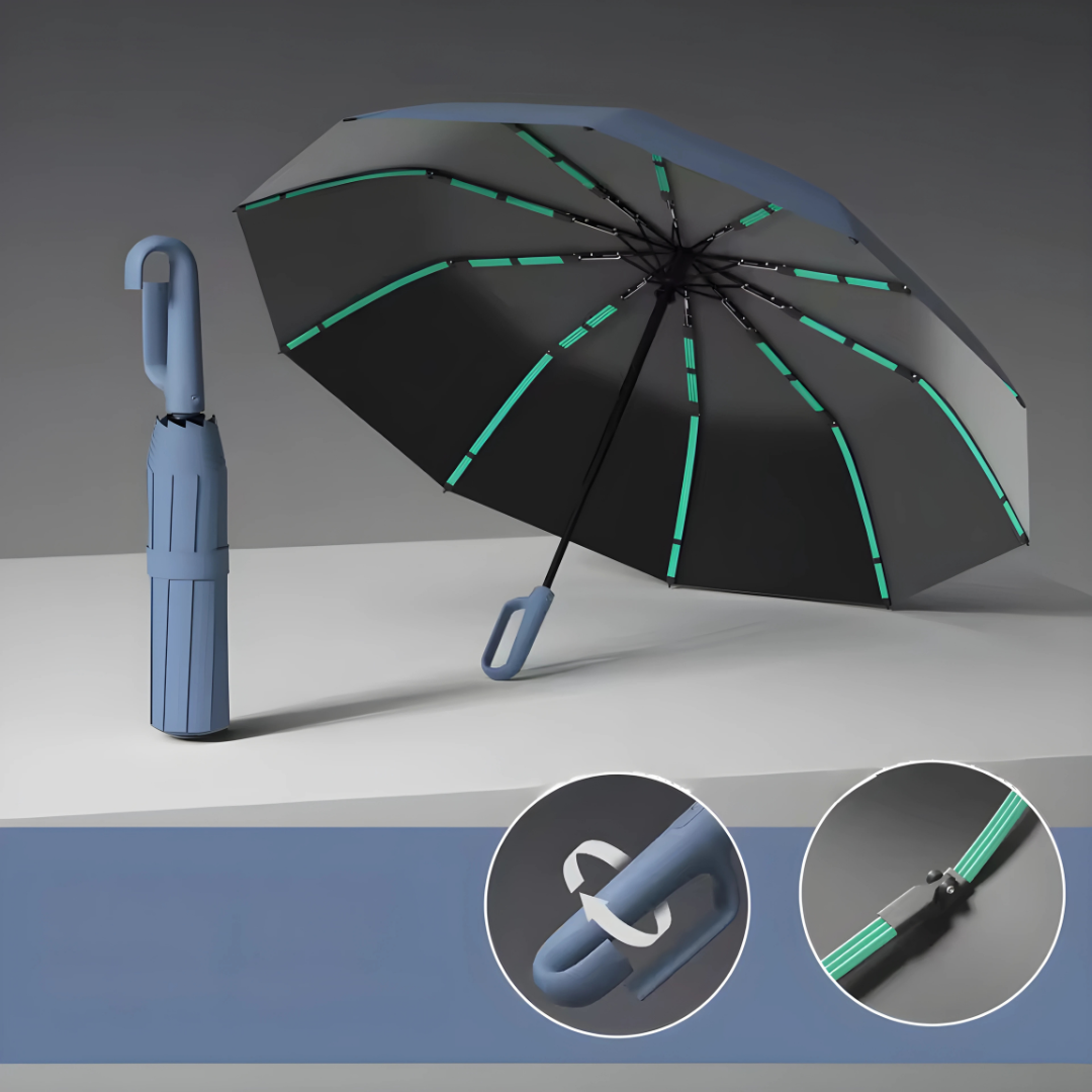 Parapluie Double-Protéction à Boucle Ergonomique Bleu