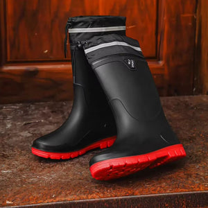 Bottes de Pluie Noir et Rouge Tube Moyen - Acheter Parapluie