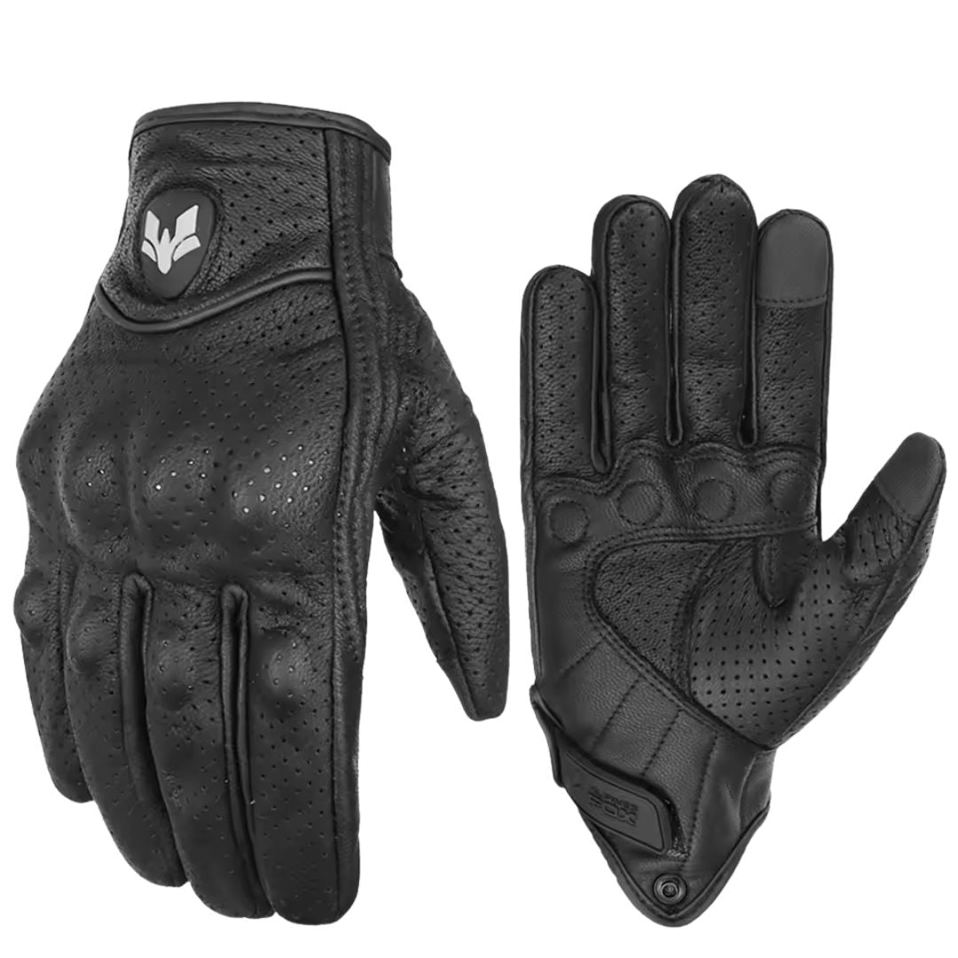 Gants Moto Homme En Cuir Vintage Trou Noir - Acheter Parapluie