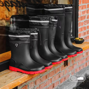Bottes de Pluie Noir et Rouge Tube Court - Acheter Parapluie