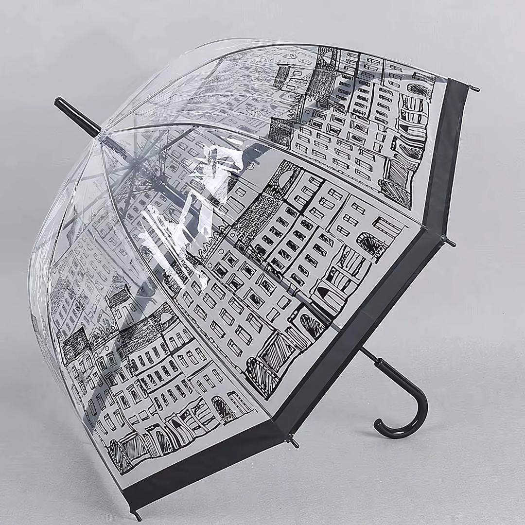 Parapluie Transparent Cloche Motif Paris - Acheter Parapluie