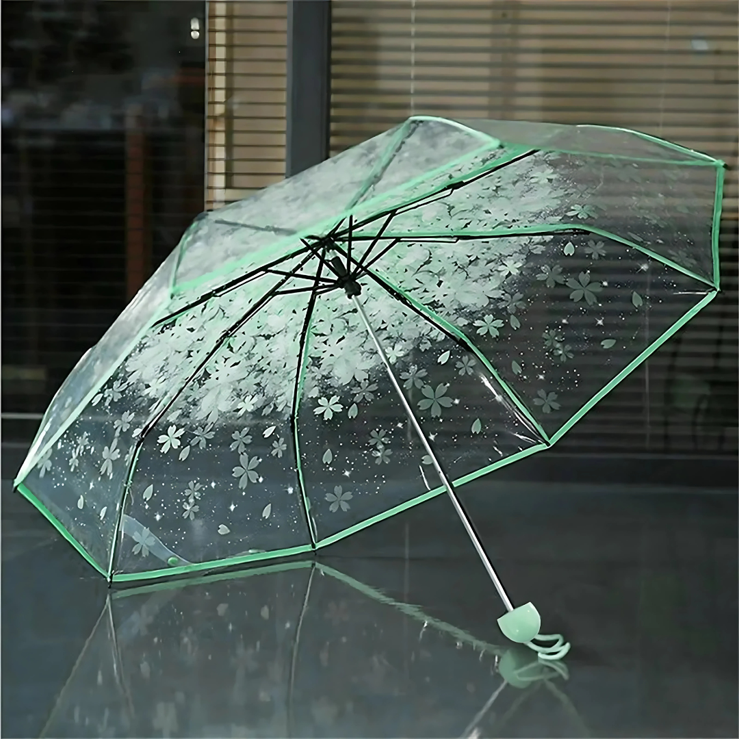 Parapluie Transparent Fleur de Cerisier Vert - Acheter Parapluie