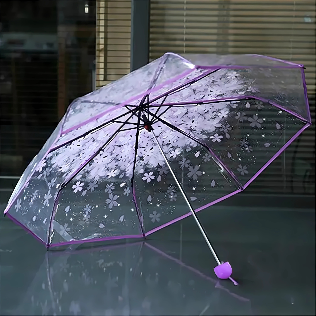 Parapluie Transparent Fleur de Cerisier Violet - Acheter Parapluie