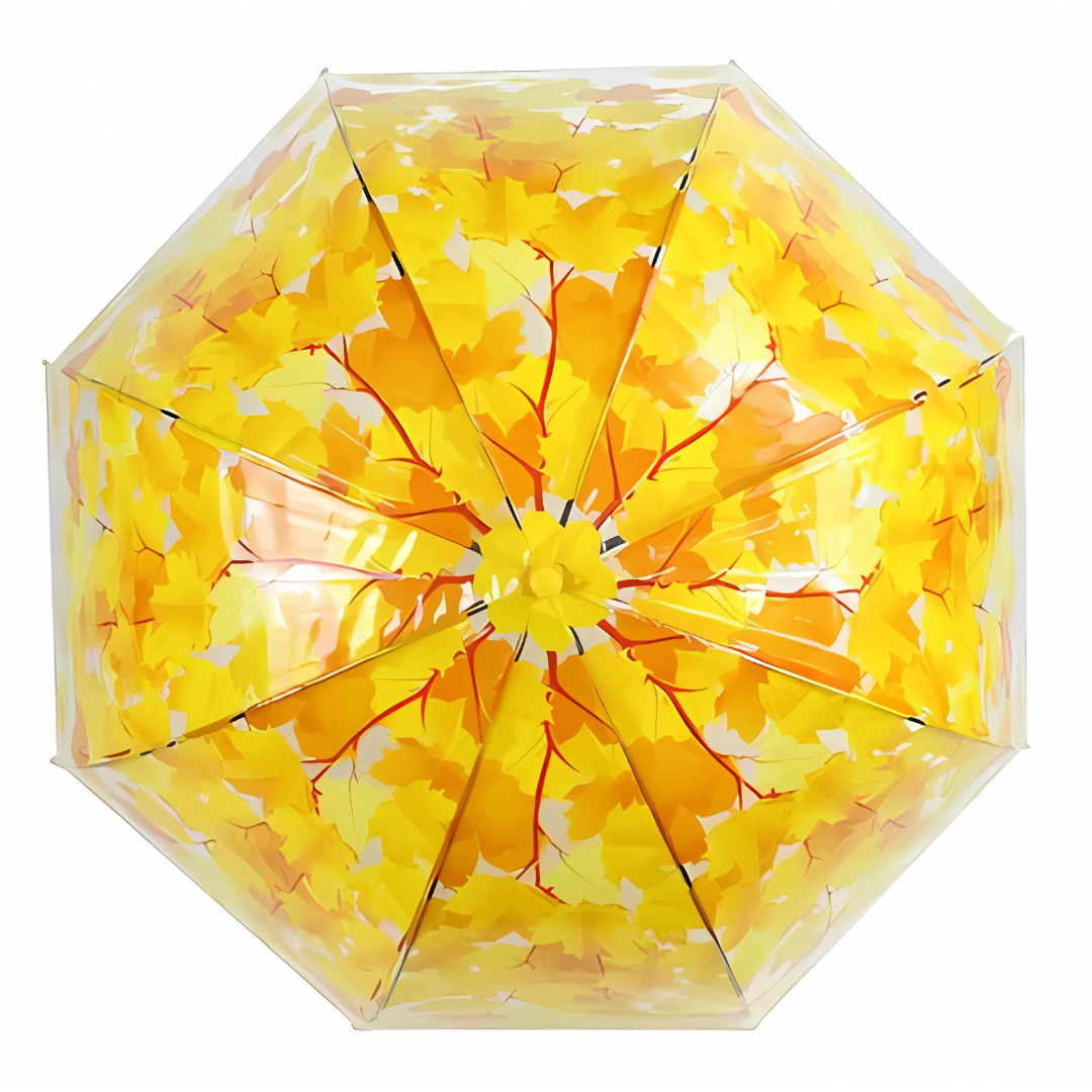 Parapluie Transparent Motif Feuilles Jaune - Acheter Parapluie