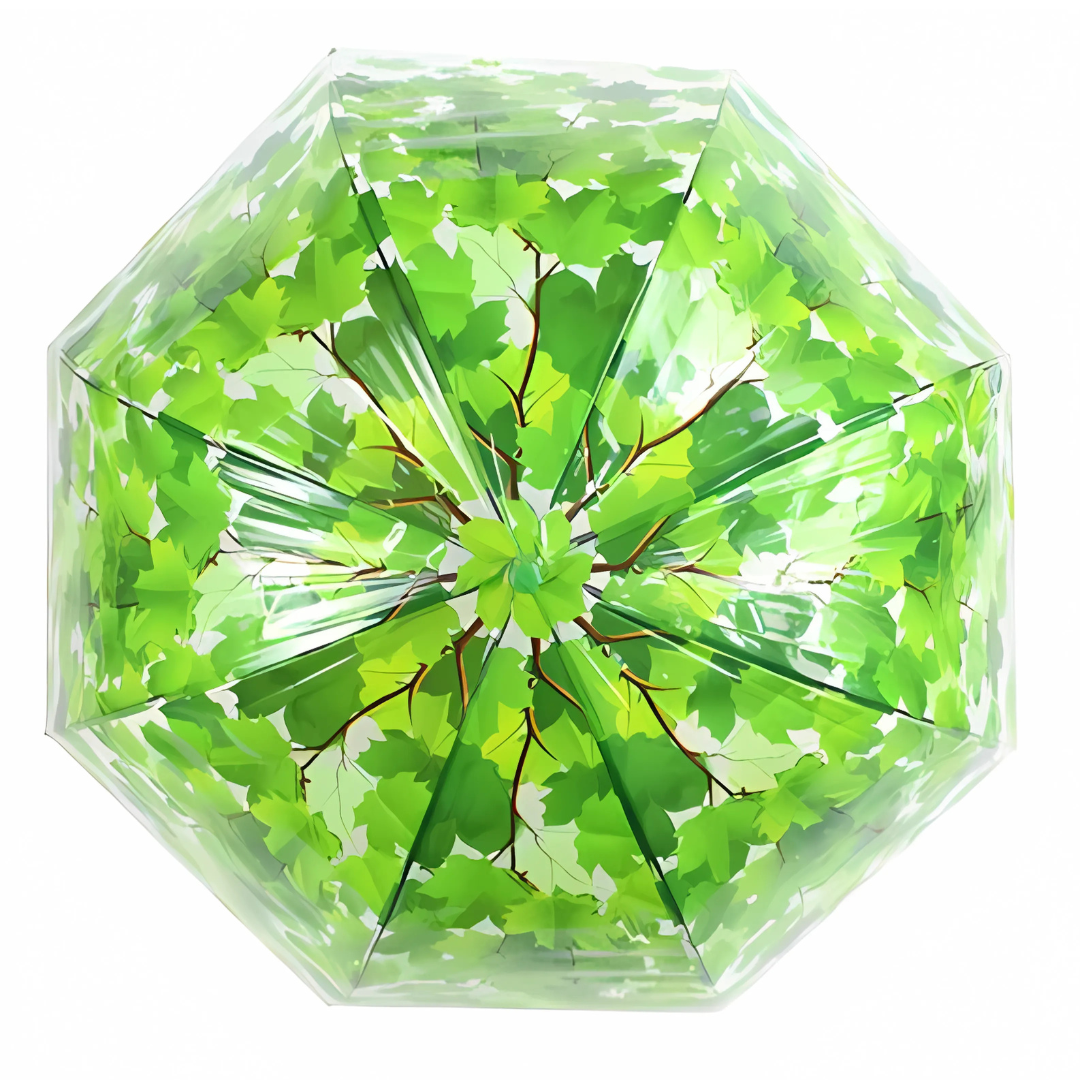 Parapluie Transparent Motif Feuilles Vert - Acheter Parapluie