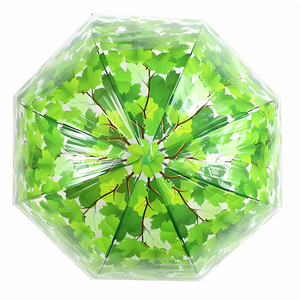 Parapluie Transparent Motif Feuilles Vert - Acheter Parapluie