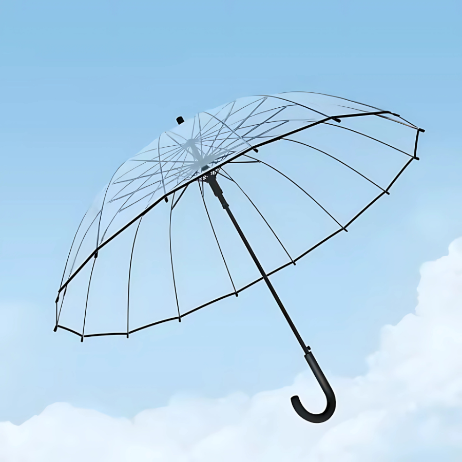 Parapluie Transparent Résistant Anti-Vent Noir - Acheter Parapluie