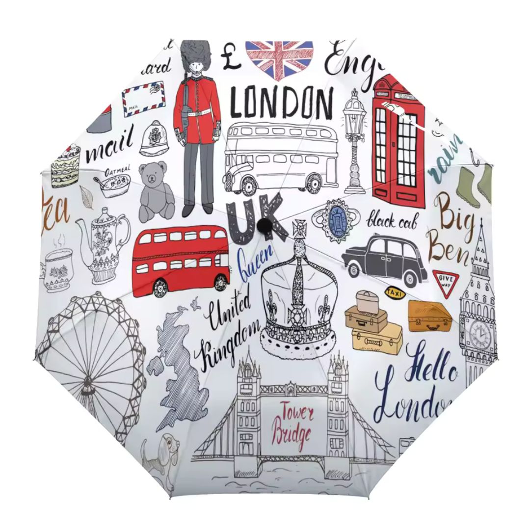 Parapluie à Motifs Anglais London Premium Blanc - Acheter Parapluie