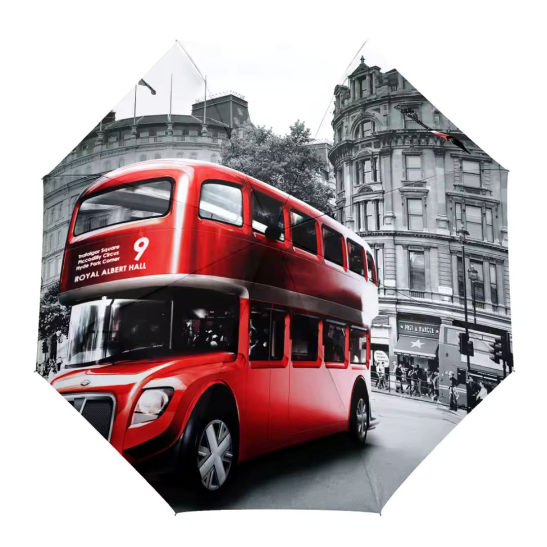 Parapluie à Motifs Anglais London Premium Rouge - Acheter Parapluie
