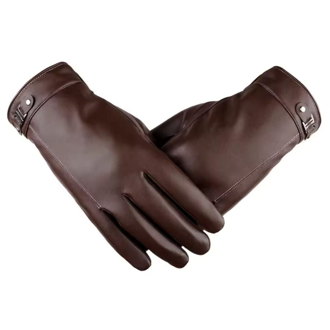 Gants En Cuir Premium Unisex Brun - Acheter Parapluie