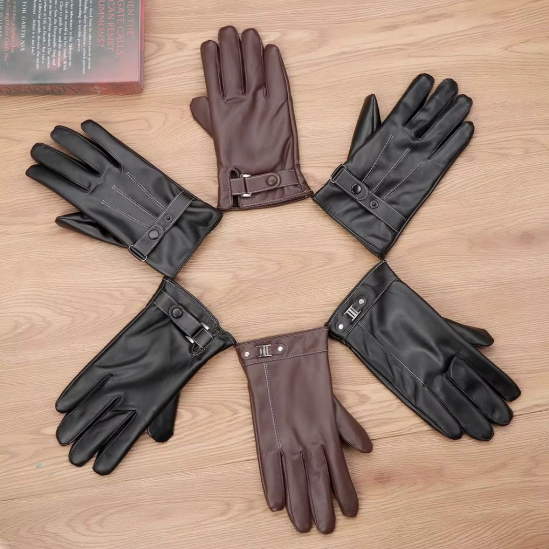 Gants En Cuir Premium Unisex Brun - Acheter Parapluie