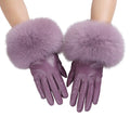 Gants Femme En Cuir Luxueux Fourrure Violet - Acheter Parapluie