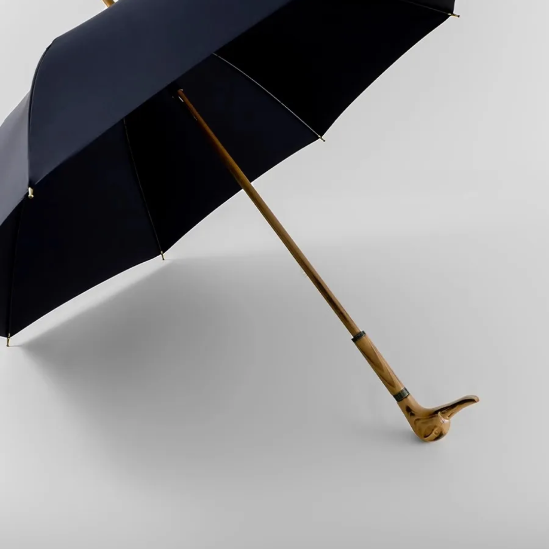 Parapluie  Canne de Marche – Manche en Bois Sculpté Marine - Acheter Parapluie