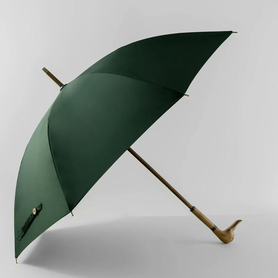 Parapluie  Canne de Marche – Manche en Bois Sculpté Vert - Acheter Parapluie