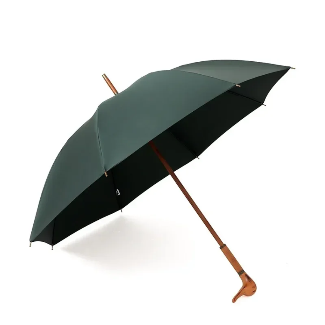 Parapluie  Canne de Marche – Manche en Bois Sculpté Vert - Acheter Parapluie