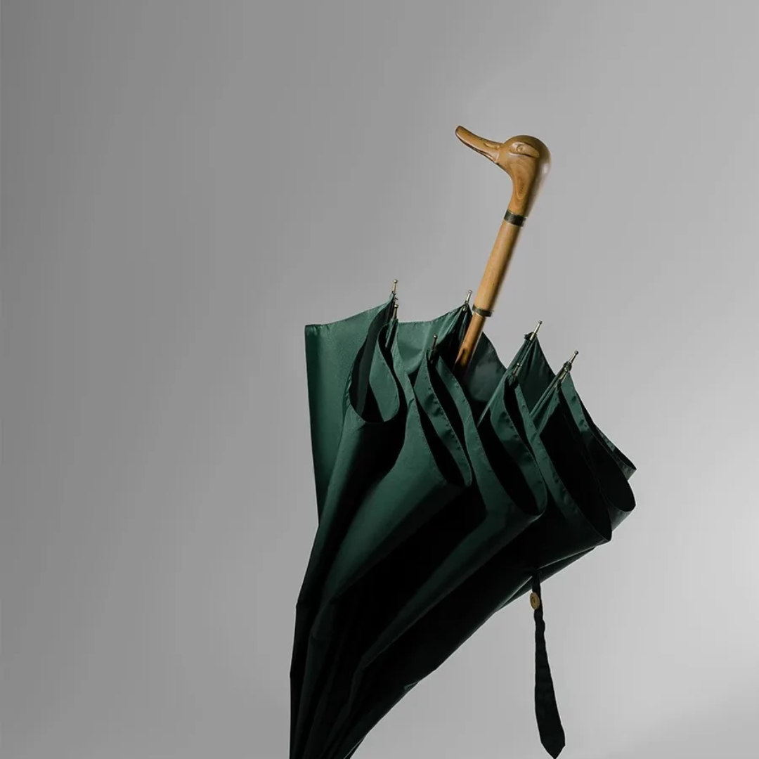 Parapluie  Canne de Marche – Manche en Bois Sculpté Vert - Acheter Parapluie