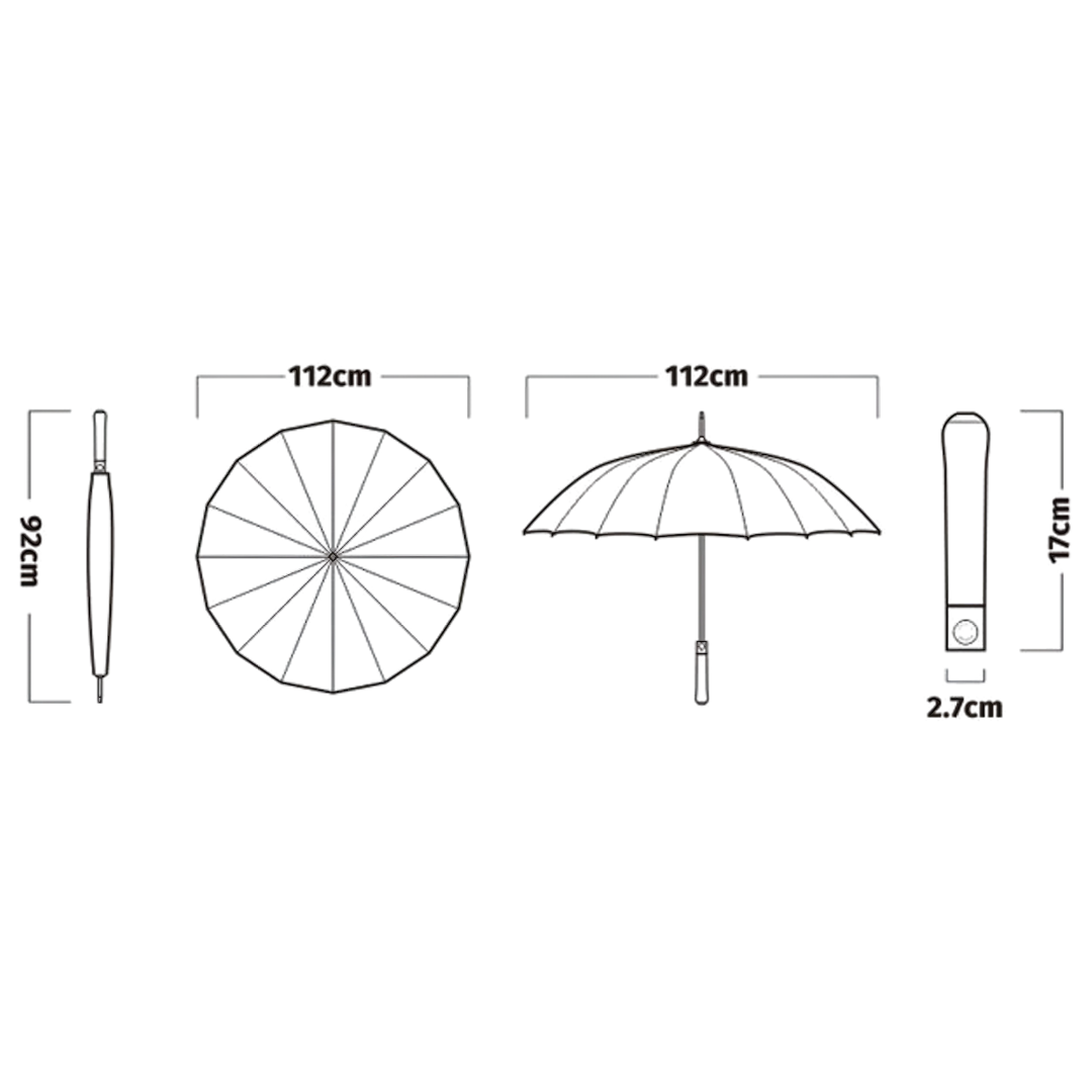 Parapluie Élégant Manche en Bois Gris - Acheter Parapluie