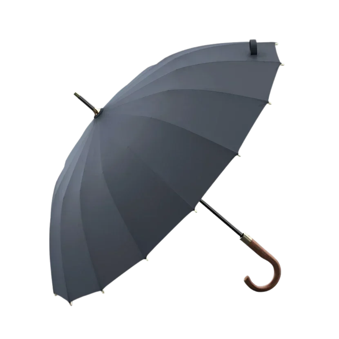 Parapluie Élégant Manche en Bois Canne Gris - Acheter Parapluie