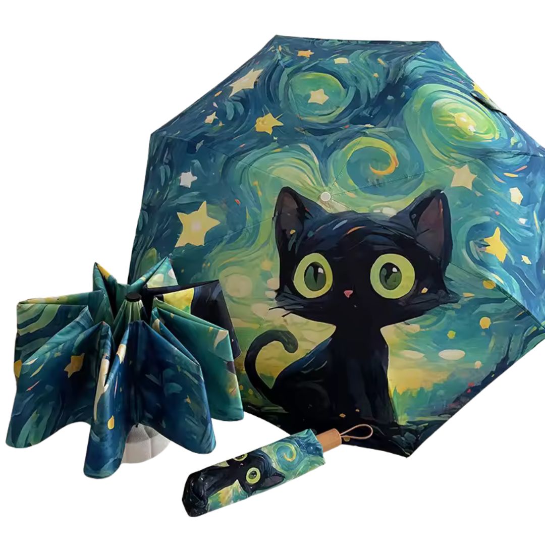 Parapluie Resistant Motif Chat Vert - Acheter Parapluie
