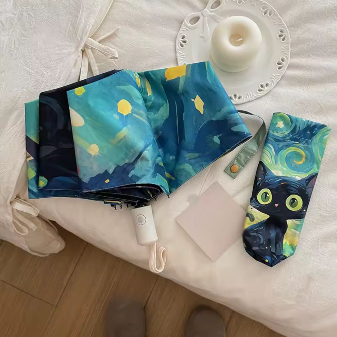 Parapluie Resistant Motif Chat Vert - Acheter Parapluie