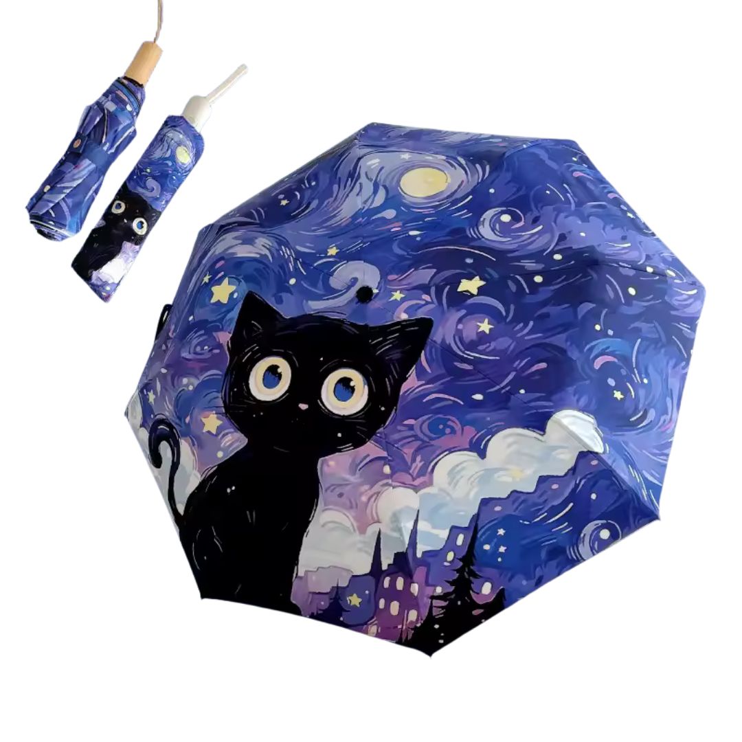 Parapluie Resistant Motif Chat Violet - Acheter Parapluie