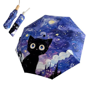 Parapluie Resistant Motif Chat Violet - Acheter Parapluie