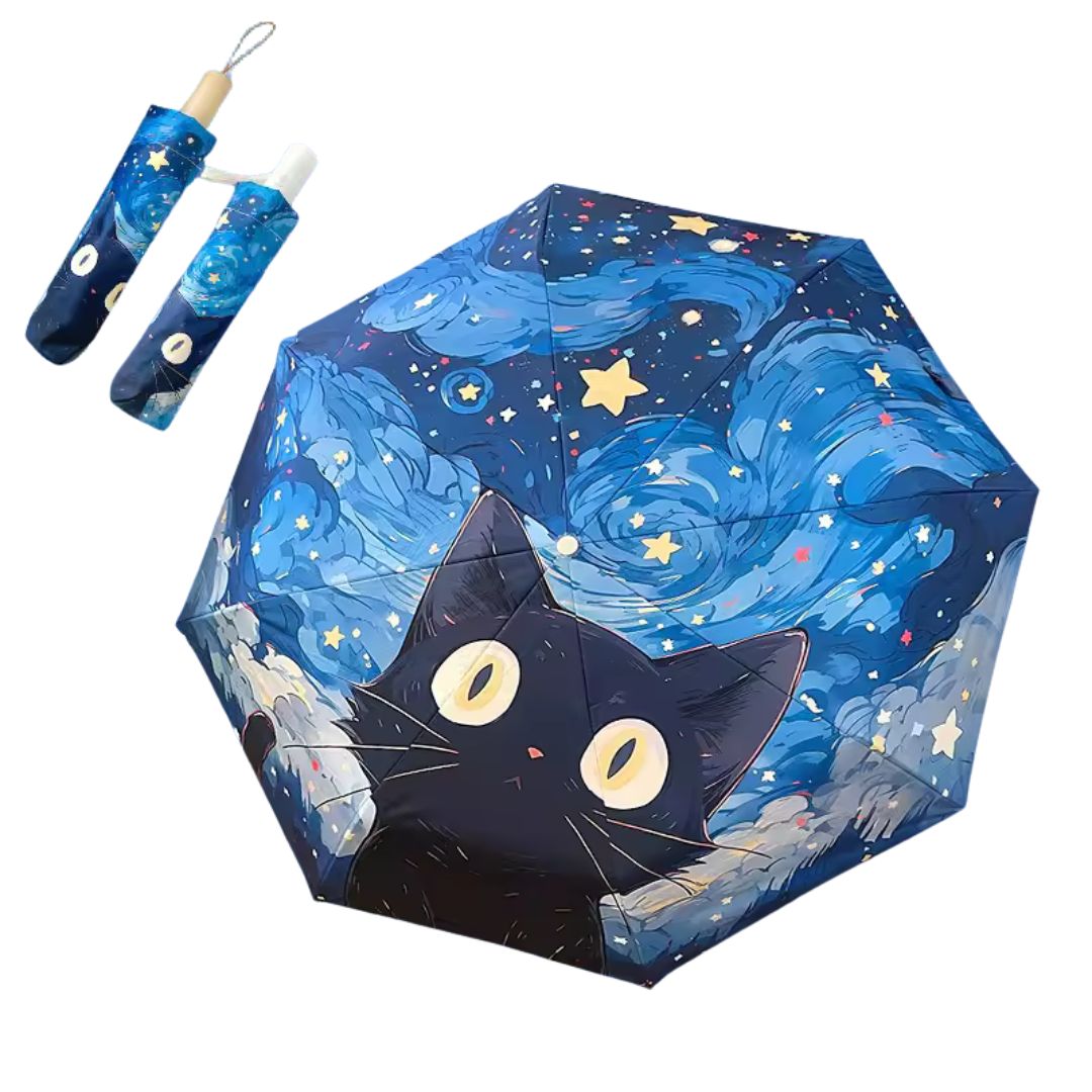 Parapluie Resistant Motif Chat Bleu - Acheter Parapluie