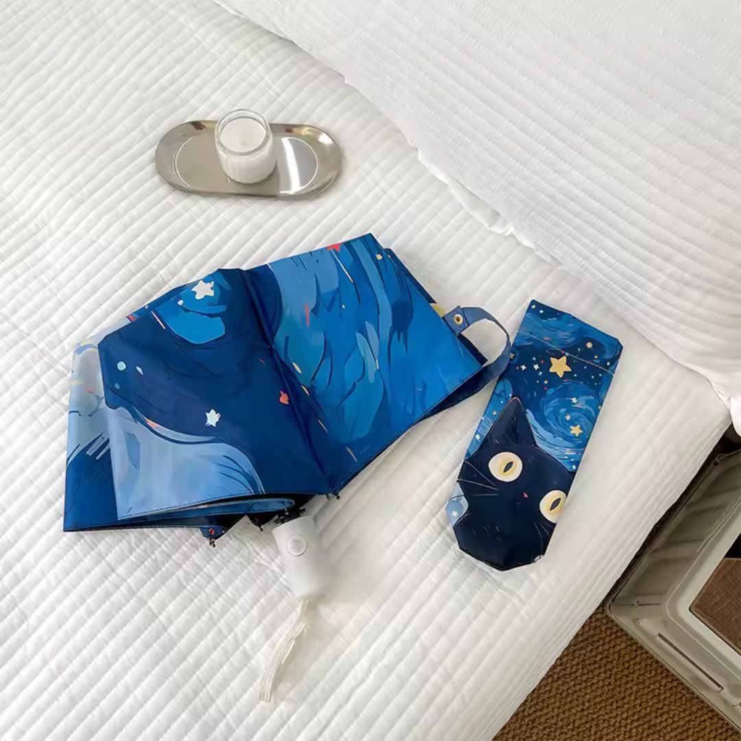 Parapluie Resistant Motif Chat Bleu - Acheter Parapluie