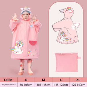Ponchon Enfant Imperméable Licorne Rose - Acheter Parapluie