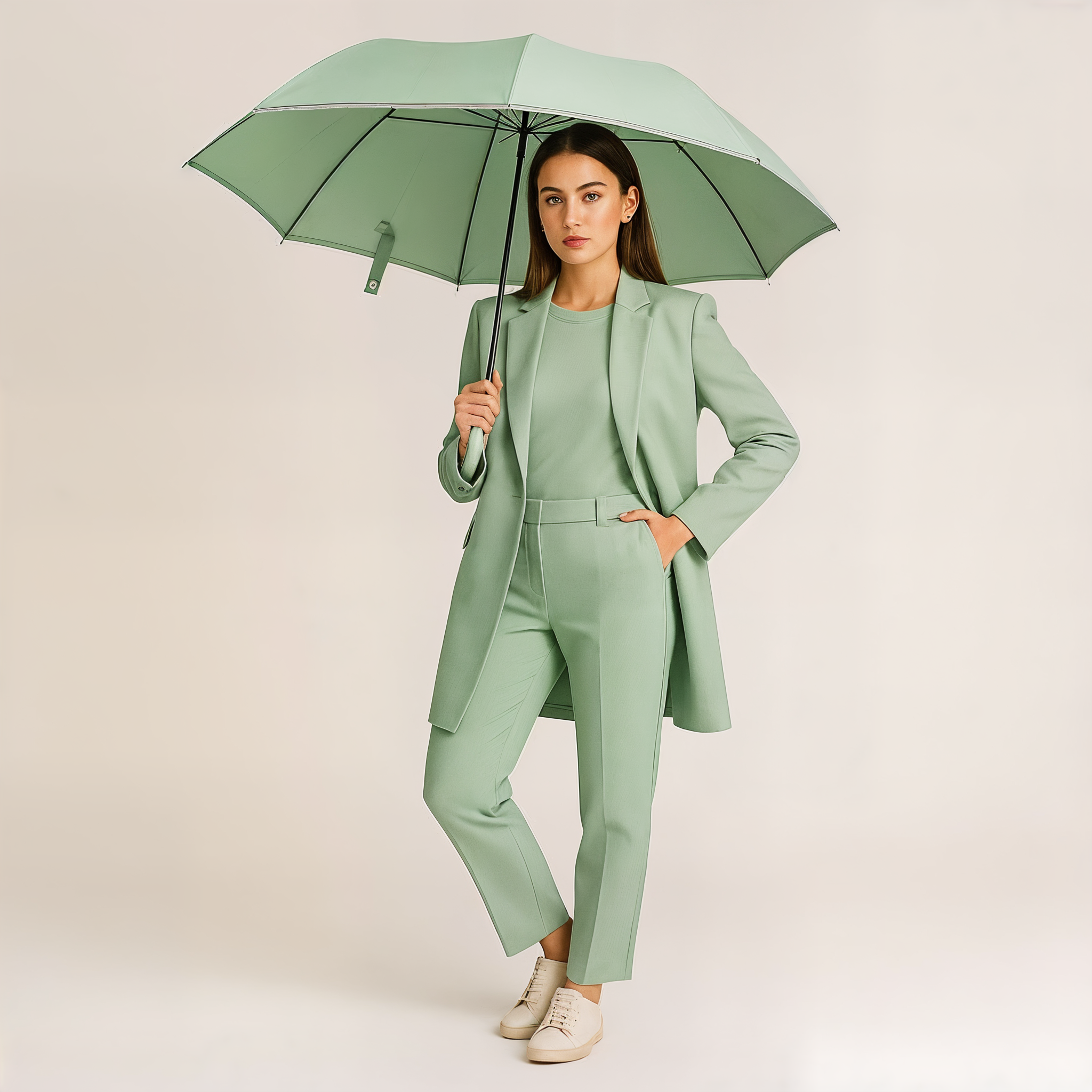 Parapluie Réflechissant à Boucle Ergonomique Vert